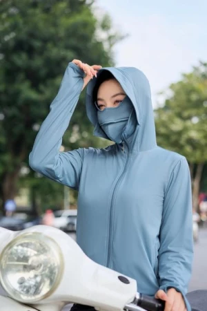 Áo khoác chống nắng dáng ngắn 2 lớp gấu suông chất liệu ice text công nghệ sợi lạnh, UPF50