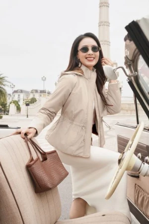 Áo parka nữ dáng ngắn Catchy lót lông ấm áp, vải gió tráng Poly 50D chống nước