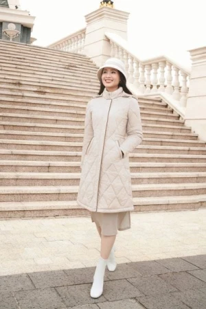 Áo phao nữ dáng dài Snow công nghệ chần bông tấm siêu nhẹ, siêu giữ ấm