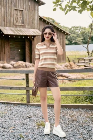 Quần đùi cạp cao túi ngang chất da cao cấp không bong, không nổ