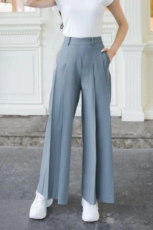 Quần Ống Rộng Xếp 2 Ly Thân Trước Tinh Tế Che Khuyết Điểm