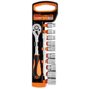 Bộ tuýp 1/4″ 6 cạnh 14 chi tiết xi bóng Cr-V Asaki AK-9818