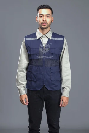 Áo gile phản quang tím than