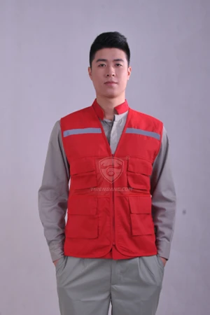 Áo kỹ sư gile phản quang đỏ