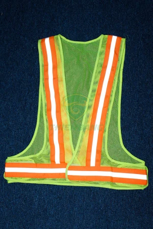 Áo phản quang xanh ép dây dệt cam