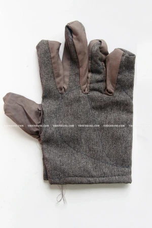 Găng tay kaki vải dày, chịu nhiệt cao cho công nghiệp