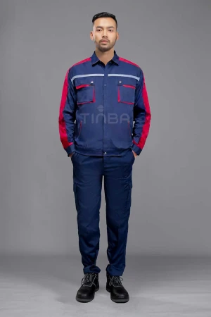 Quần áo bảo hộ Tinba 21 tím than phối đỏ màu sạch sẽ