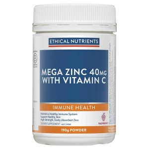 Bột bổ sung Kẽm Ethical Nutrients Mega Zinc 40mg with Vitamin C vị Raspberry 190g Pre-order