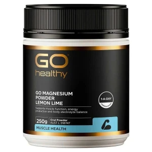 Bột uống magie vị chanh Go Healthy Magnesium Powder Lemon Lime 250g Pre-order