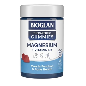 Kẹo dẻo bổ cơ bắp & xương Bioglan Magnesium Vitamin D3 Therapeutic Gummies 65 viên Pre-order