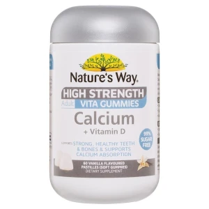 Kẹo dẻo bổ sung Canxi liều cao cho người lớn Nature's Way High Strength Calcium Vitamin D 60 viên Pre-order