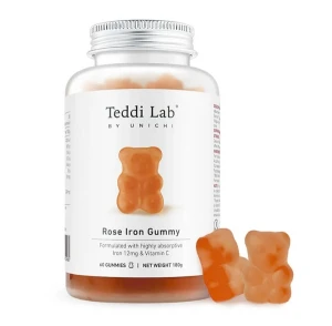 Kẹo dẻo bổ sung sắt Unichi Teddi Lab Rose Iron Gummy 60 viên