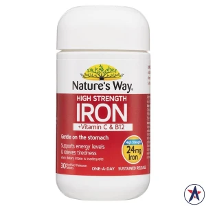 Viên uống bổ sung sắt Iron Vitamin C & B12 Nature's Way 30 viên