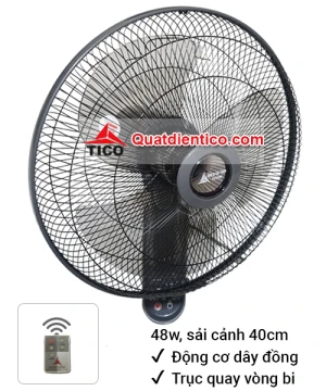 Quạt treo tường điều khiển từ xa TDK400 (màu ghi) Quạt điện TICO