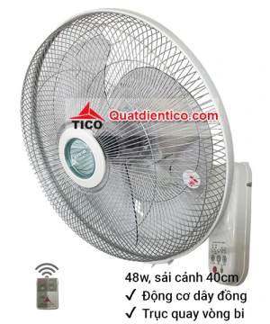 Quạt treo tường điều khiển từ xa TDK400 (màu trắng) Quạt điện TICO