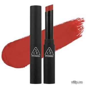 Son 3CE Slim Velvet Lip Color Fluffy Red - Màu đỏ đất