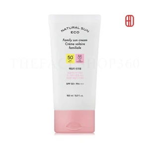Kem chống nắng toàn thân size lớn Natural Sun Eco Family Sun Cream SPF50+ PA+++ 150ml The Face Shop