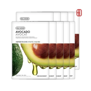Set 10 miếng Mặt nạ Bơ phục hồi độ ẩm Real Nature Avocado Face Mask The Face Shop