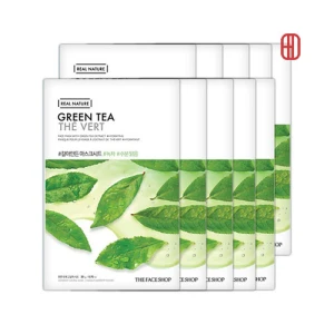 Set 10 miếng Mặt nạ trà xanh Real Nature Mask Green Tea TheFaceShop