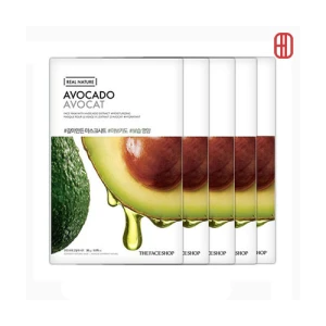 Set 5 miếng Mặt nạ Bơ phục hồi độ ẩm Real Nature Avocado Face Mask The Face Shop