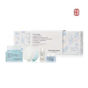 Set kem dưỡng ẩm thuần chay dịu da The Therapy Vegan Moisture Blending Cream Special Set The Face Shop