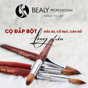 CỌ ĐẮP BỘT LÔNG CHỒN ĐẦU ÂU, CỔ BẠC, CÁN GỖ