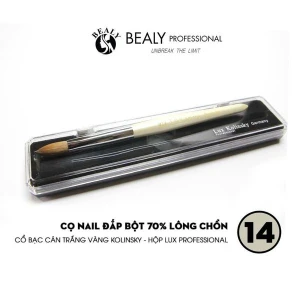 CỌ NAIL ĐẮP BỘT 70% LÔNG CHỒN CỔ BẠC CÁN TRẮNG VÀNG KOLINSKY - HỘP LUX PROFESSIONAL