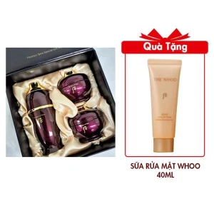 Bộ Dưỡng Da Hoàn Lưu Cao Khôi Phục Nét Đẹp Thanh Xuân Whoo Hwanyu Tặng Sữa Rửa Mặt Dịu Nhẹ The History Of Whoo Gongjinhyang Facial Cleansing Foam 40ml