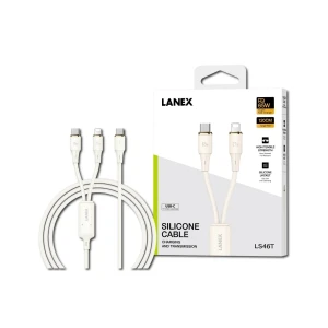 Dây sạc nhanh PD65W 2 in 1 LANEX LS46T (Type-C Lightning)