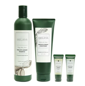 Da Dầu Cặp Gội-Xả Gừng Weilaiya nhãn Trắng (Gội 400ml & Xả 250ml, kèm set gội-xả 20ml)