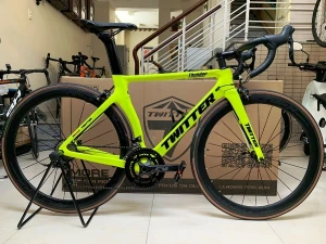 XE THANH LÝ VỚI GIÁ GỐC : TWITTER THUNDER - Khung, vành full Carbon, groupsets Retrospec 12 LÍP. Màu Vàng chanh