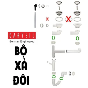 Bộ xả chậu rửa chén 2 hộc Carysil