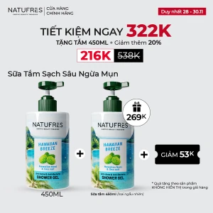 SỮA TẮM NATUFRES HAWAIIAN BREEZE - Muối biển và trái nhàu Hawaii