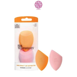 SET 2 BÔNG MÚT TÁN NỀN REAL TECHNIQUES MIRACLE COMPLEXION ICONIC BLEND SET SPONGE DUO MÀU HỒNG CAM