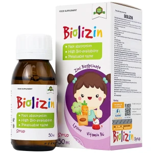 SIRO BIOLIZIN KẼM HỖ TRỢ ĂN NGON, TĂNG ĐỀ KHÁNG CHO BÉ 50ML