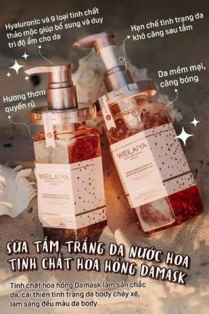 SỮA TẮM TRẮNG DA CÁNH HOA HỒNG DAMASK WEILAYA - 450ML