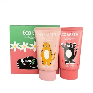 Kem chống nắng The Saem Eco Earth Pink Sun Cream Special Set SPF50 PA (mẫu mới 2022)