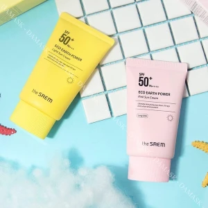 Kem Chống Nắng Giảm Dầu, Giúp Da Sáng Hồng Tự Nhiên The Saem Eco Earth Power Pink Sun Cream SPF50