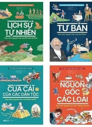 Bộ 4 Cuốn Tri Thức Kinh Điển Bằng Tranh: Của Cải Của Các Dân Tộc, Nguồn Gốc Các Loài, Lịch Sử Tự Nhiên, Tư Bản