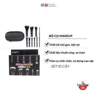 Bộ cọ trang điểm Jary Makeup Bus Set 10 cây Màu đen Túi đựng da PU