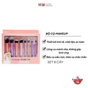 Bộ cọ trang điểm Jary Makeup Bus - Set 8 cây - Màu cầu vồng Túi đựng da PU