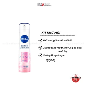 Xịt khử mùi Nivea extra bright miracle sweet dưỡng sáng, hương lê ngọt ngào 150ml