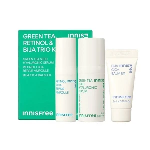 Bộ Dưỡng Ẩm Làm Dịu Phục Hồi Da 3 Món innisfree Green Tea Serum 10ml Retinol Ampoule 5ml Bija Cica Balm Ex 5ml