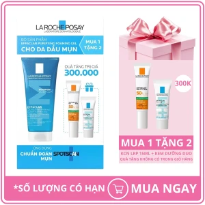 Bộ Sản Phẩm Sữa Rửa Mặt Cho Da Mụn La Roche-Posay Effaclar 200ml Kem Dưỡng Giảm Mụn Duo M 3ml Sữa Chống Nắng Da Mụn Anthelios 15ml