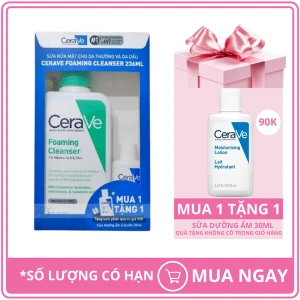Bộ Sản Phẩm Sữa Rửa Mặt Da Dầu CeraVe For Normal To Oily Skin 236ml Sữa Dưỡng Thể Cho Da Khô CeraVe Moisturising Lotion 30ml