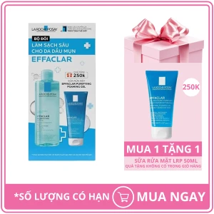 Bộ Sản Phẩm Tẩy Trang Cho Da Mụn La Roche-Posay Effaclar 400ml Sữa Rửa Mặt Cho Da Dầu Mụn Effaclar 50ml