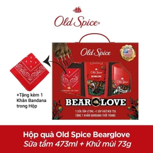 Set Sữa Tắm Old Spice Bearglove 473ml Sáp Khử Mùi Old Spice Hương Bearglove 73g Khăn Tắm Bandana