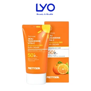 Kem Chống Nắng Quýt Đỏ Vitamin C Prettyskin The Pure Jeju Tangerine Vita C Brightening 365 Sun Cream Hàn Quốc 50ml