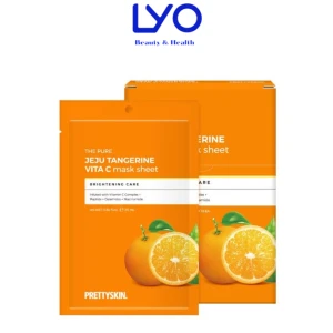 Mặt Nạ Dưỡng Trắng Da Vitamin C Prettyskin pretty skin The Pure Jeju Tangerine VITA C Mask Sheet 25ml (Hộp 10 miếng)