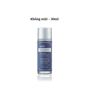 Nước hoa hồng Klairs Supple Presparation Unscented Toner (Không mùi) - size mini 30ml